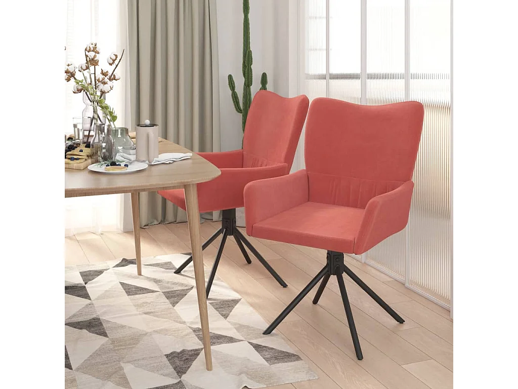 Chaises pivotantes à manger lot de 2 Rose Velours