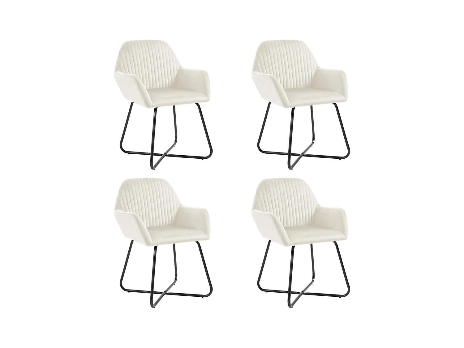 Chaises à manger lot de 4 Crème Velours