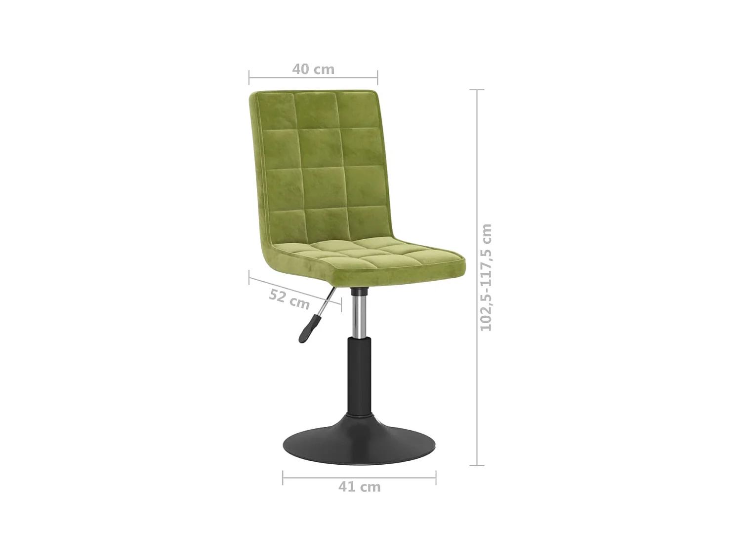 Chaises pivotantes à manger lot de 6 vert clair velours