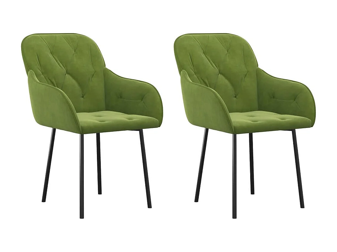 Chaises à manger lot de 2 Vert clair Velours