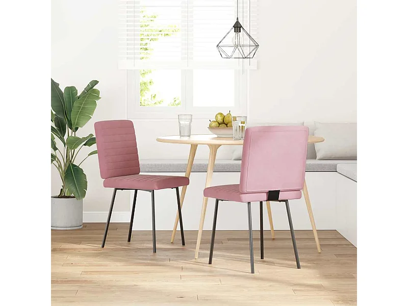 Cadeiras de jantar 2 peças veludo rosa