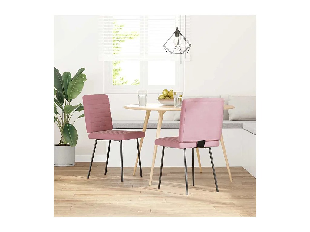 Sillas de comedor 2 unidades terciopelo rosa