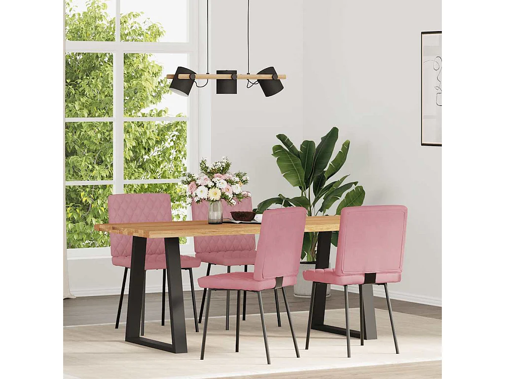 Eetkamerstoelen 4 stukkenfluweel roze