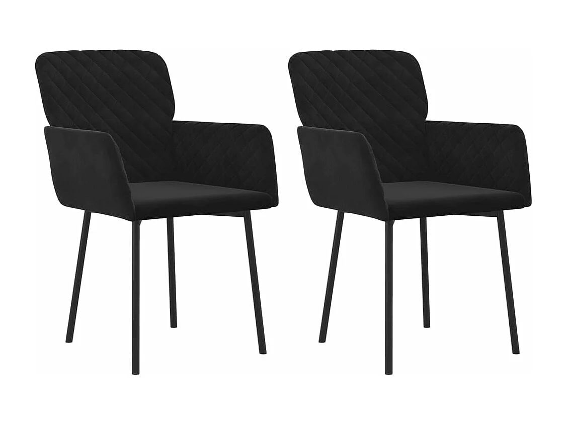 Chaises à manger lot de 2 Noir Velours