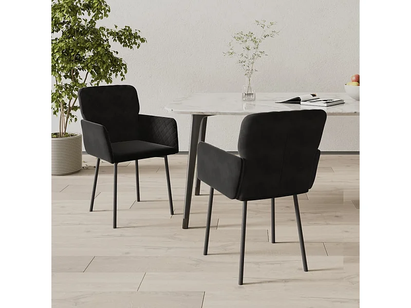 Chaises à manger lot de 2 Noir Velours