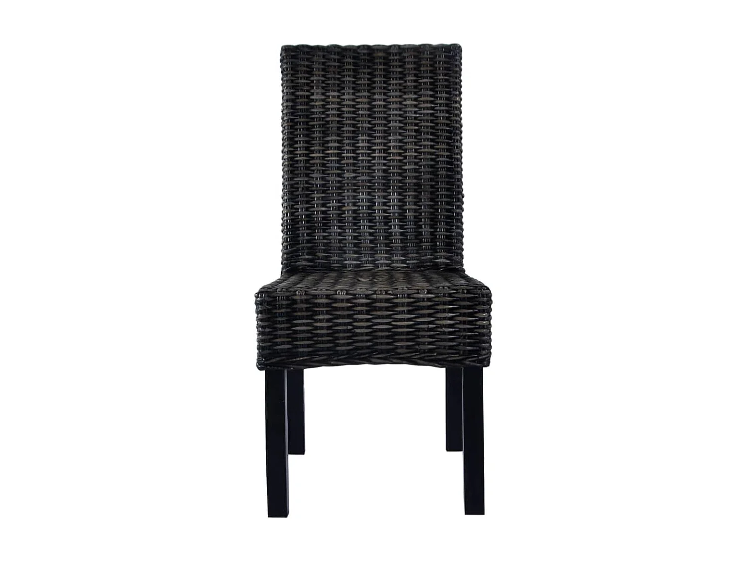 Chaises à manger lot de 6 noir rotin Kubu et bois de manguier