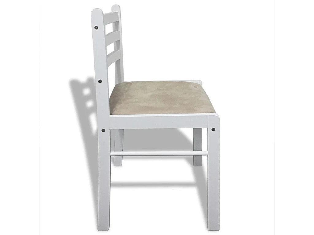 Chaises à manger lot de 6 blanc bois solide et velours