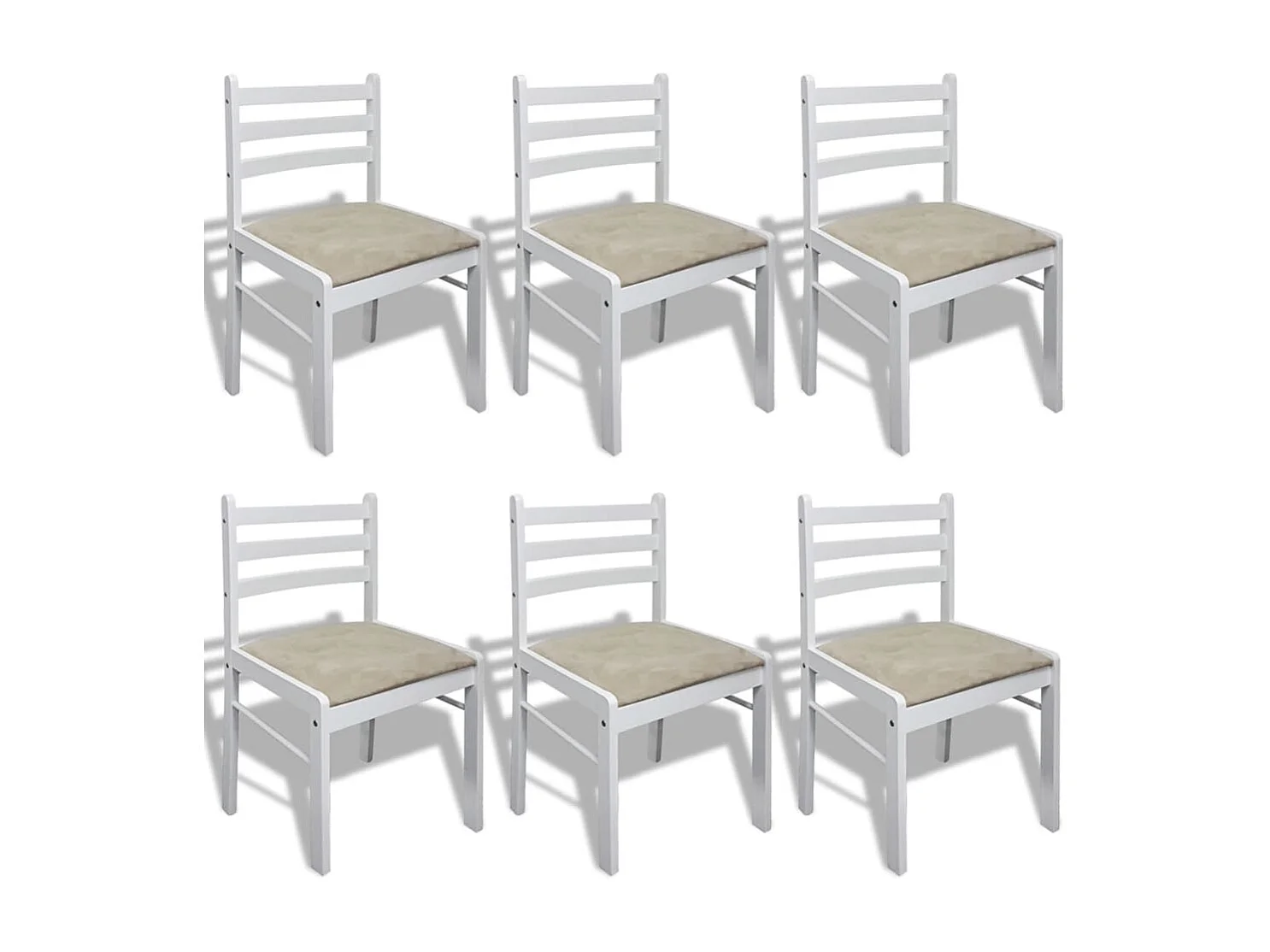 Chaises à manger lot de 6 blanc bois solide et velours