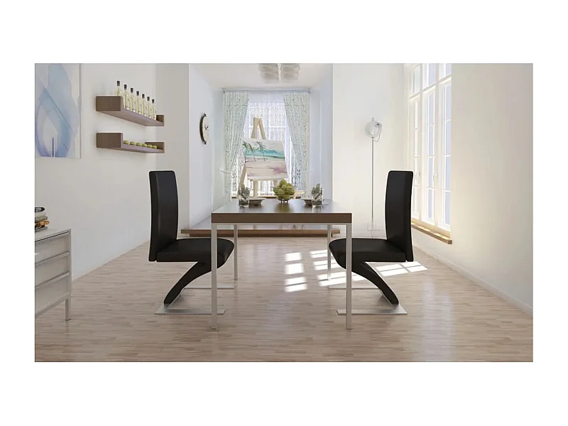 Chaises à manger lot de 2 noir similicuir