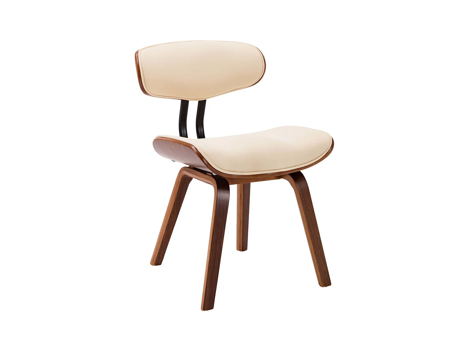 Cadeiras jantar 6 peças madeira curvada e couro artificial creme