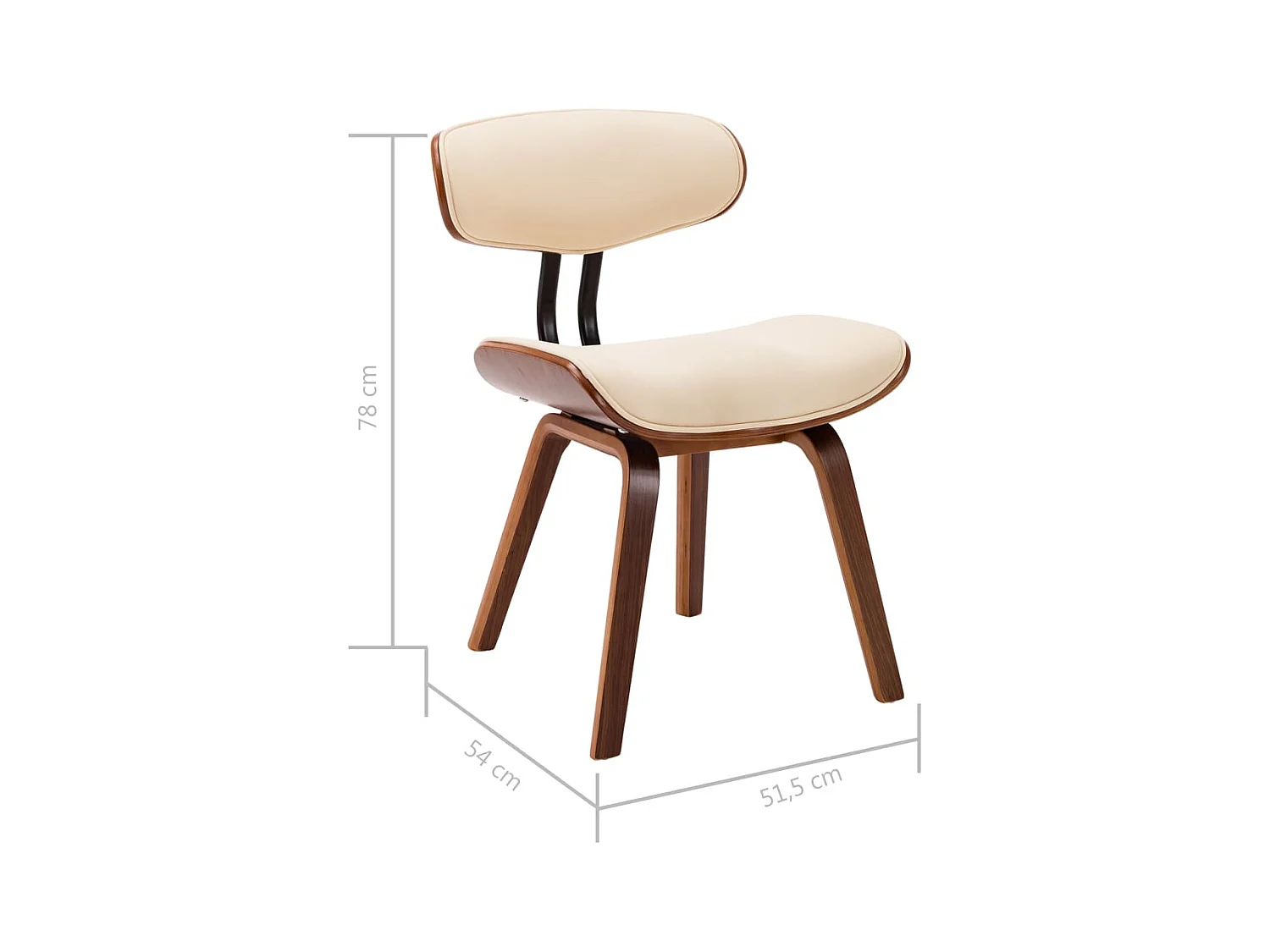 Cadeiras jantar 6 peças madeira curvada e couro artificial creme