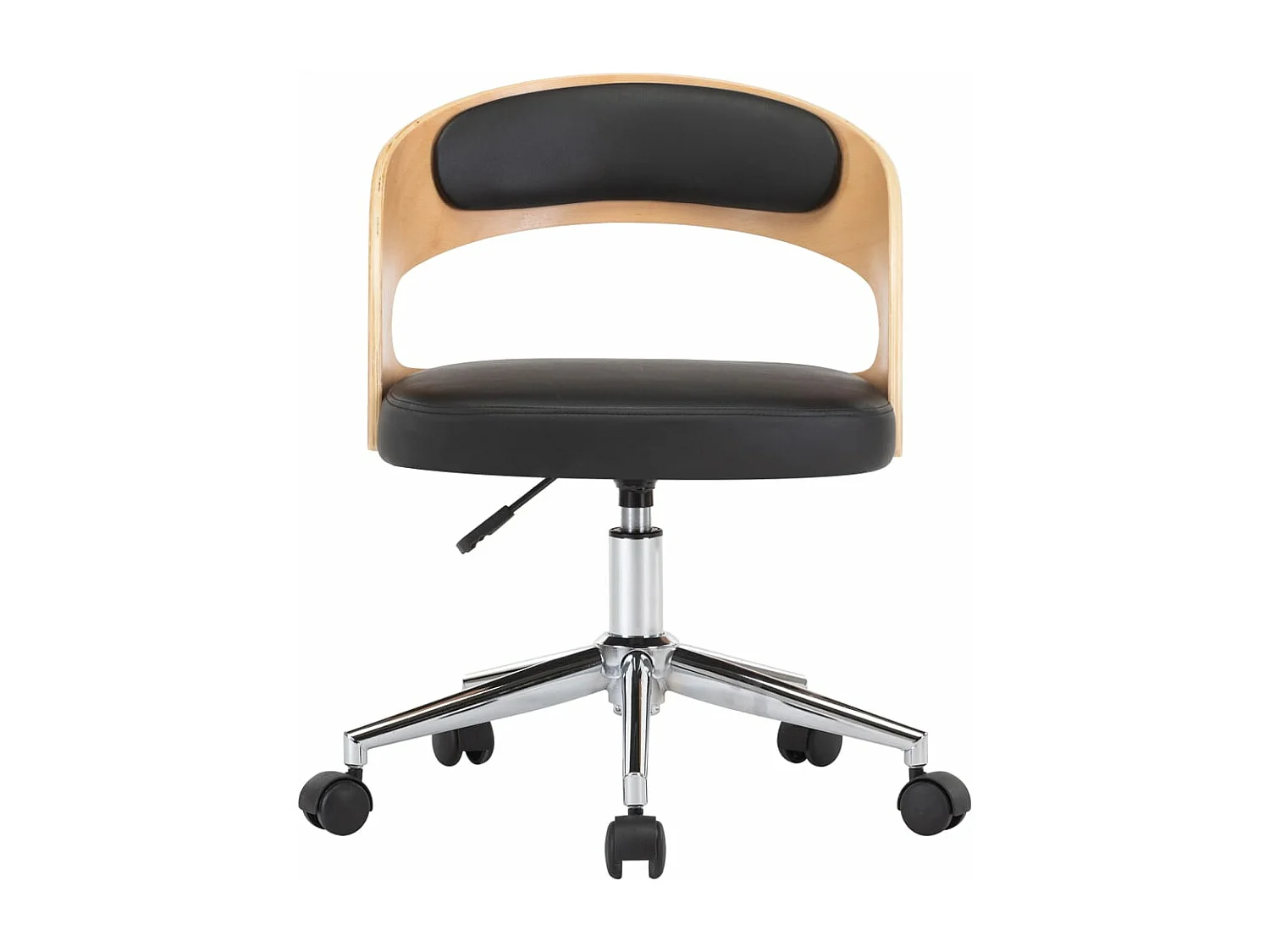 Eetkamerstoelen draaibaar 6 st gebogen hout en kunstleer zwart