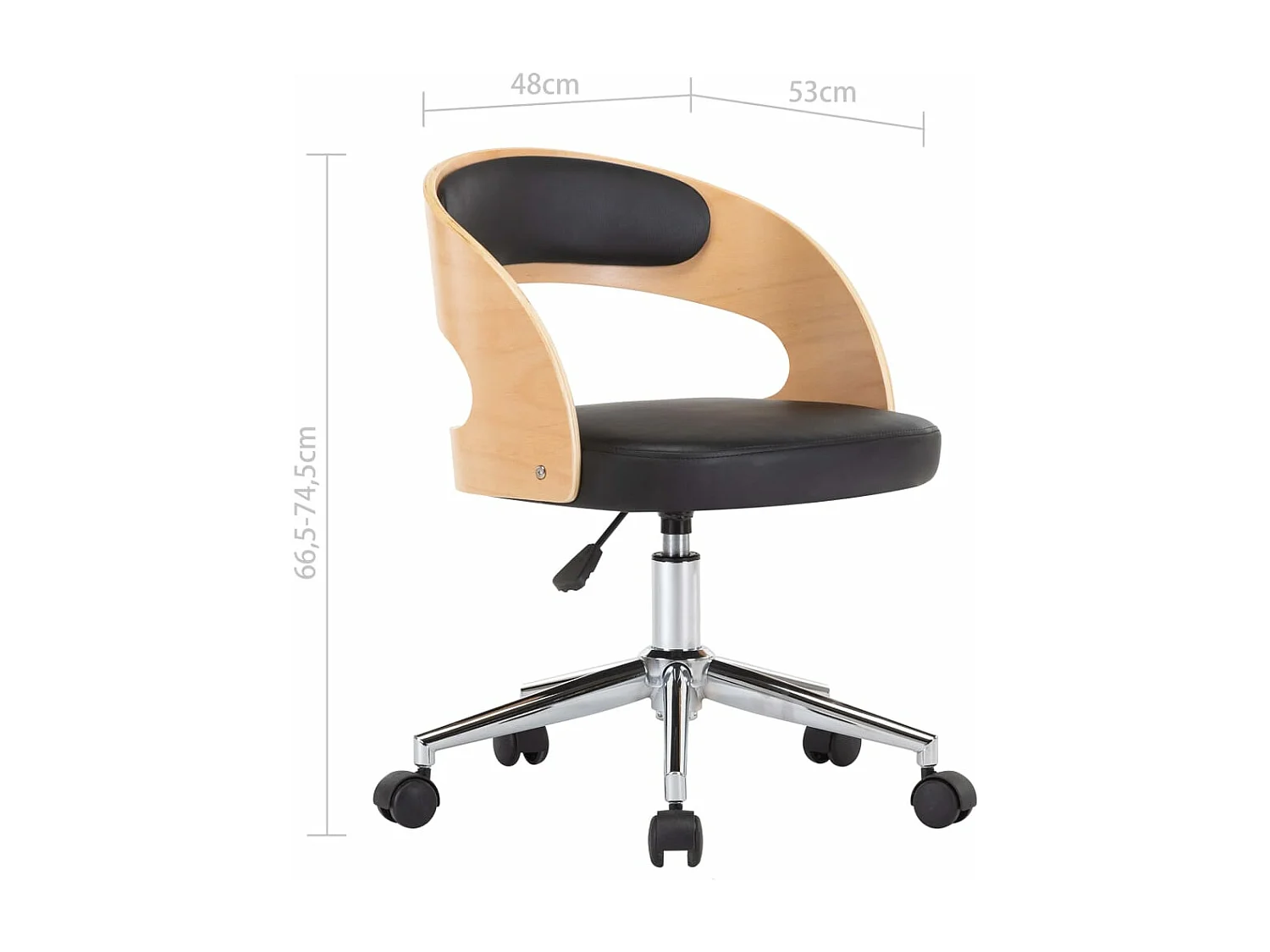 Eetkamerstoelen draaibaar 6 st gebogen hout en kunstleer zwart