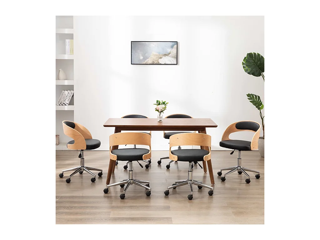 Chaises pivotantes à manger lot de 6 bois courbé et similicuir