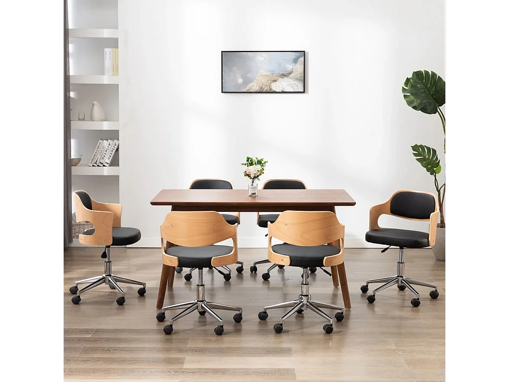 Chaises pivotantes à manger lot de 6 bois courbé et similicuir