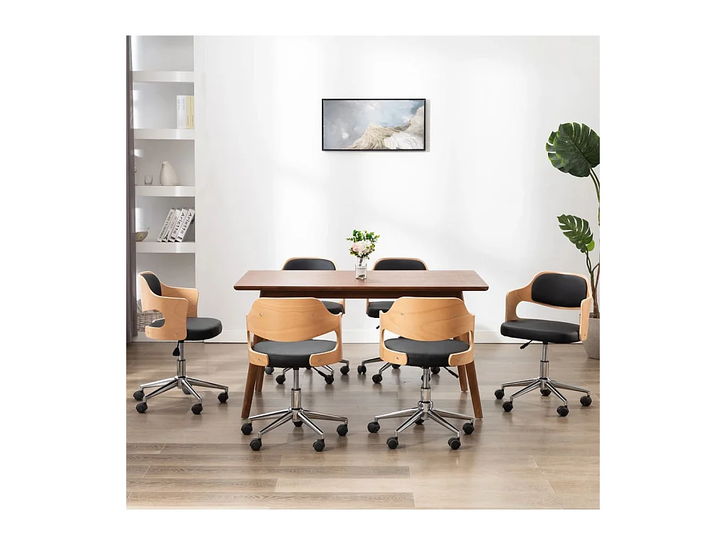 Chaises pivotantes à manger lot de 6 bois courbé et similicuir