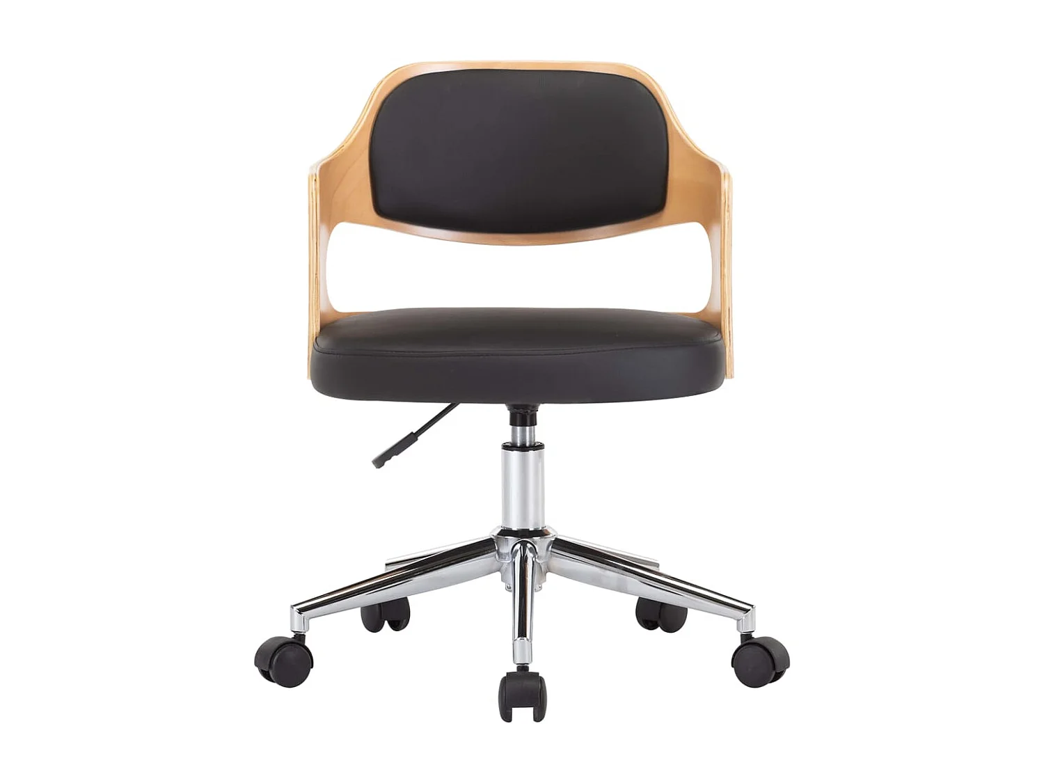 Sillas de comedor giratorias 6 unidades madera curvada y cuero negro