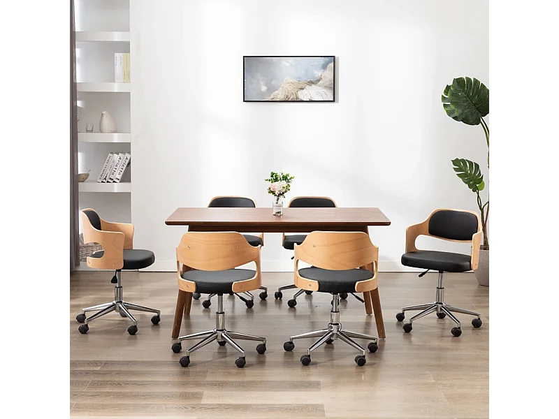 Chaises pivotantes à manger lot de 6 bois courbé et similicuir