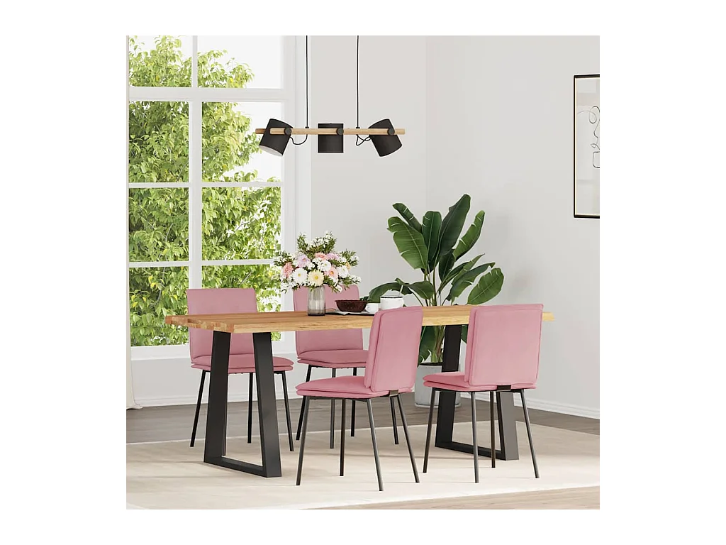 Sillas de comedor 4 unidades terciopelo rosa