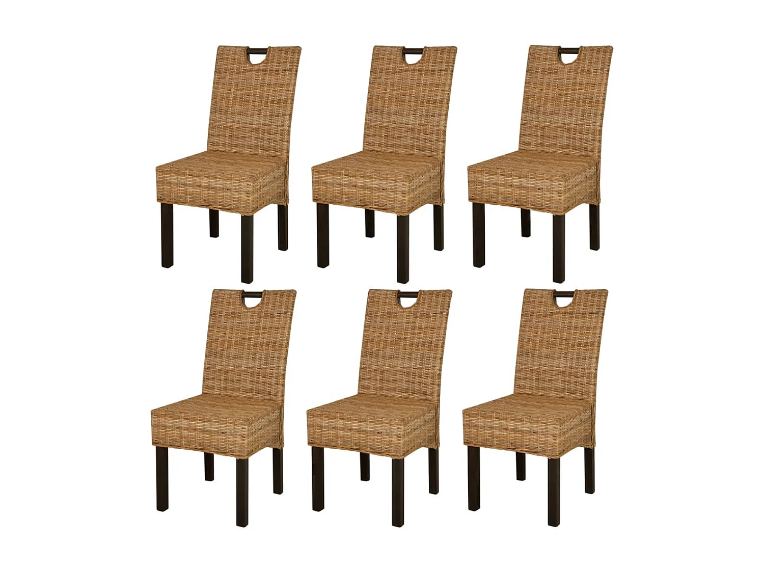 Eetkamerstoel 6 st kubu rattan mangohout