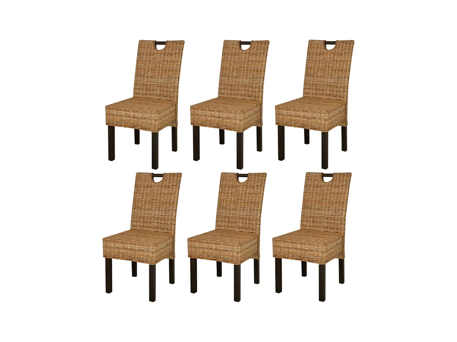 Chaises à manger lot de 6 rotin Kubu bois de manguier