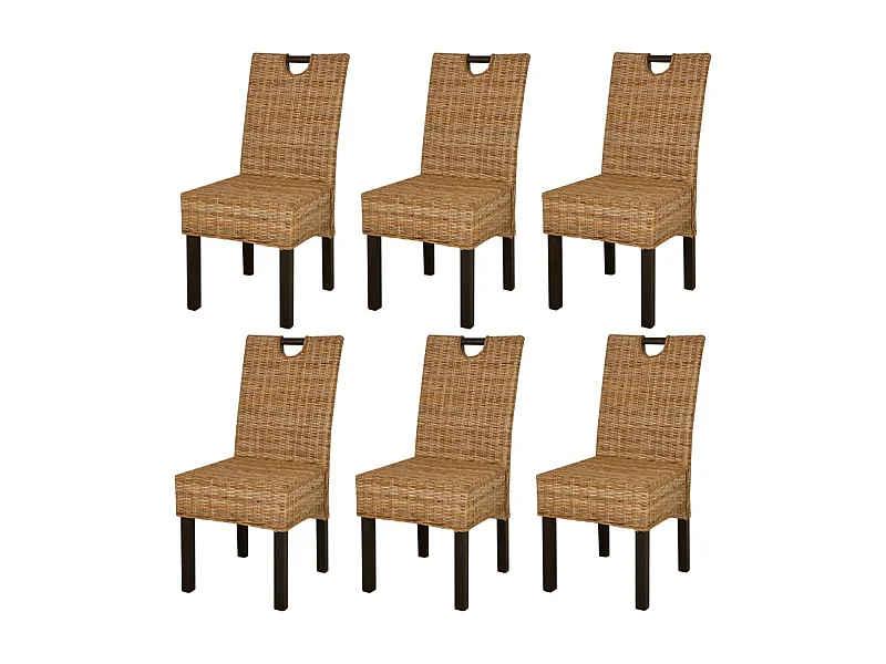Chaises à manger lot de 6 rotin Kubu bois de manguier