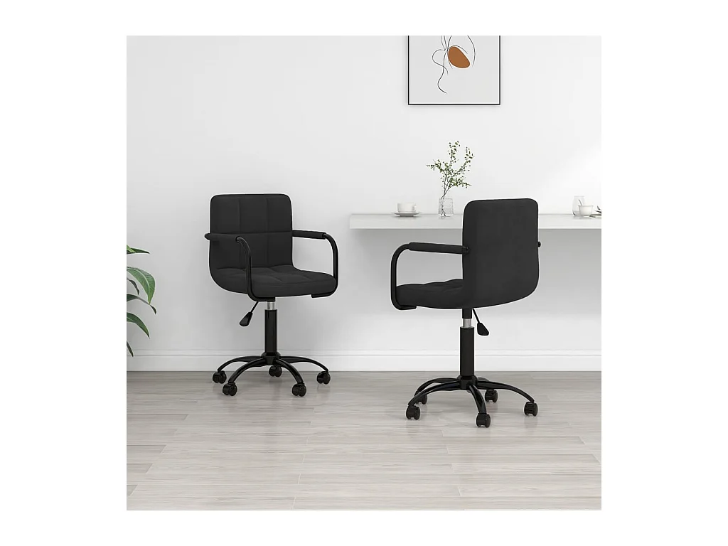 Chaises pivotantes à manger lot de 2 noir velours