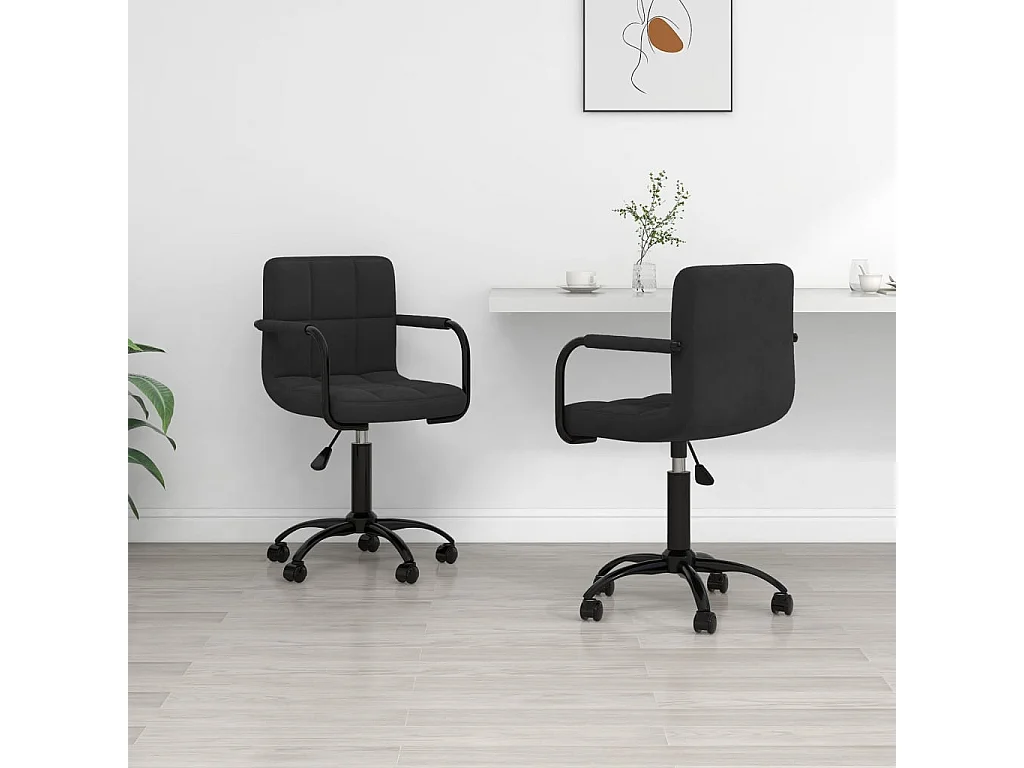 Chaises pivotantes à manger lot de 2 noir velours