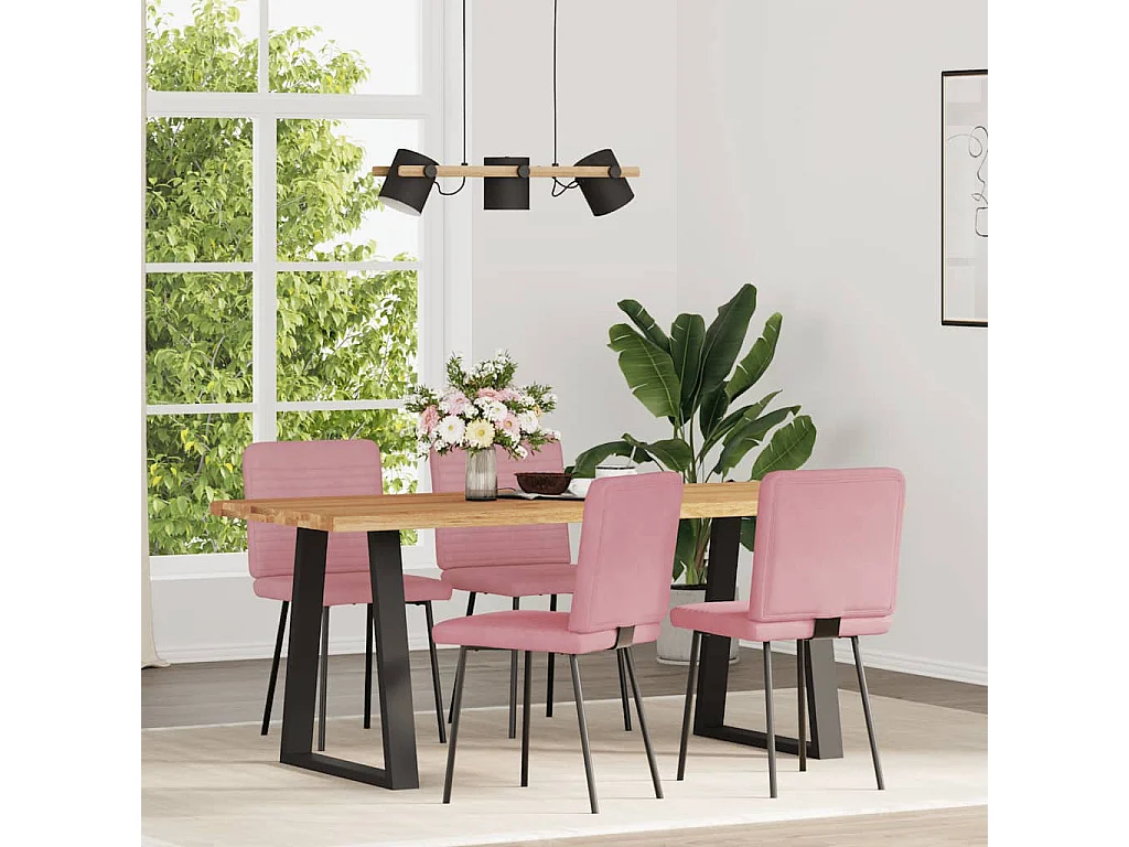 Eetkamerstoelen 4 stukkenfluweel roze