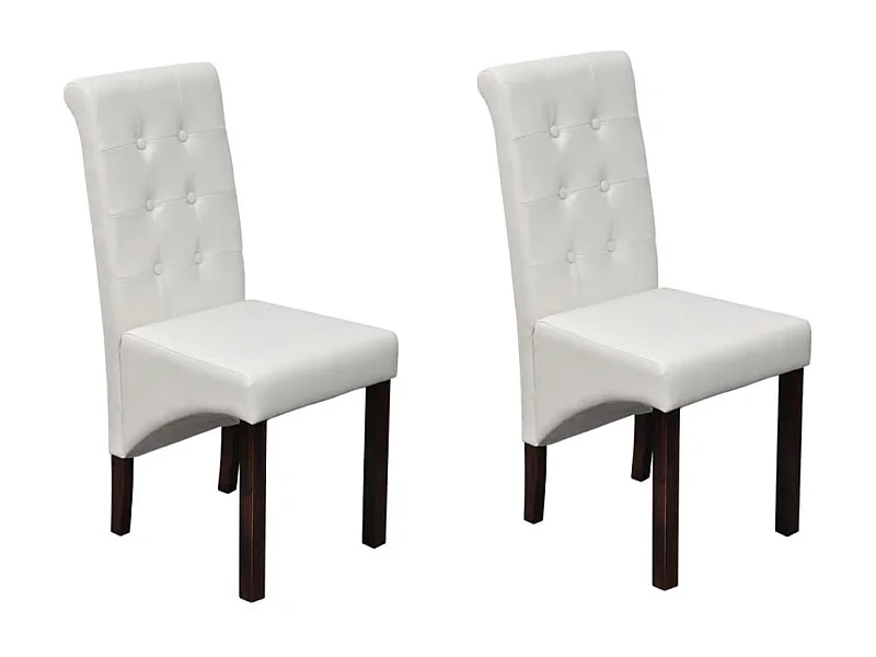 Eetkamerstoelen 2 stukkenkunstleer wit