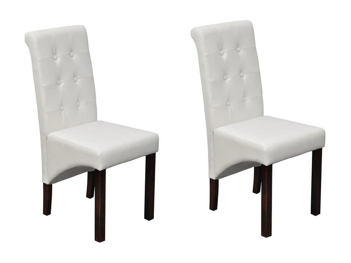 Eetkamerstoelen 2 stukkenkunstleer wit