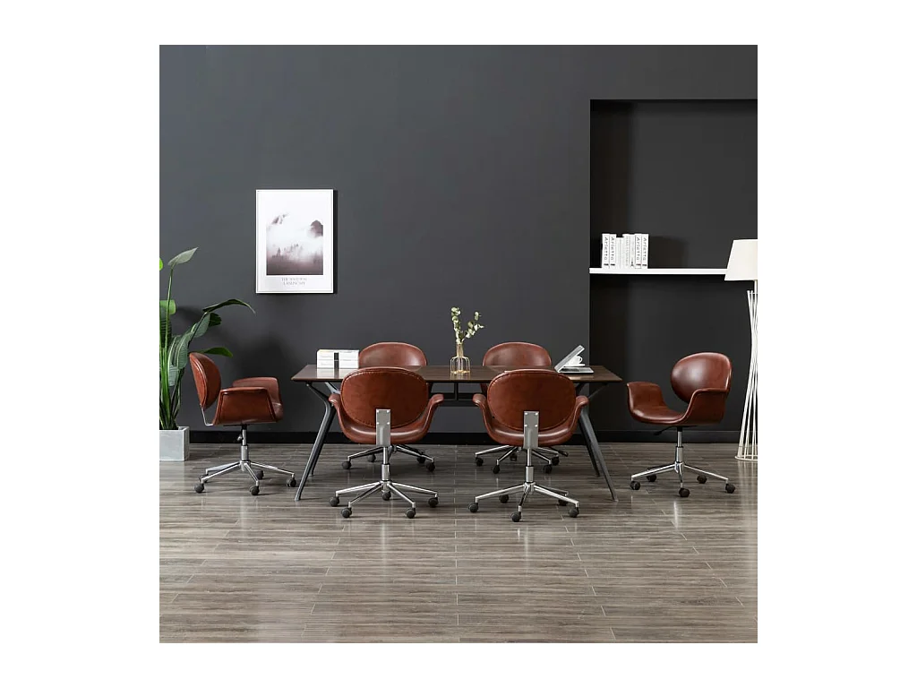 Chaises pivotantes à manger lot de 6 marron similicuir