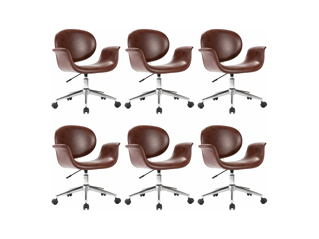 Chaises pivotantes à manger lot de 6 marron similicuir