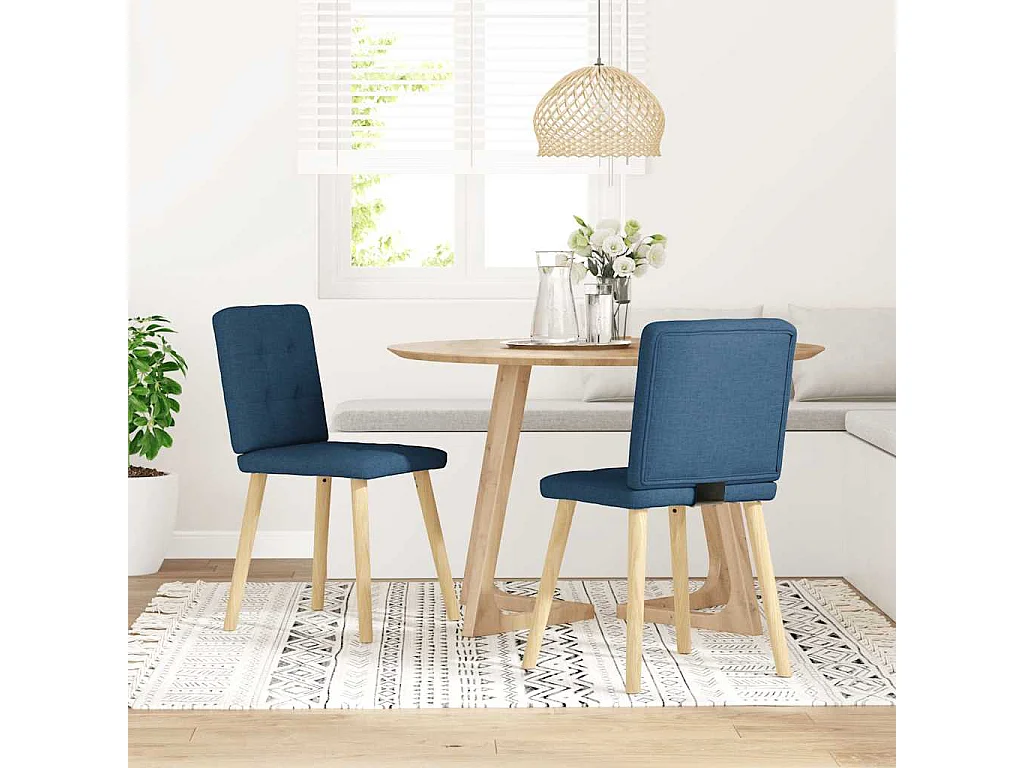Chaises à manger lot de 2 bleu tissu