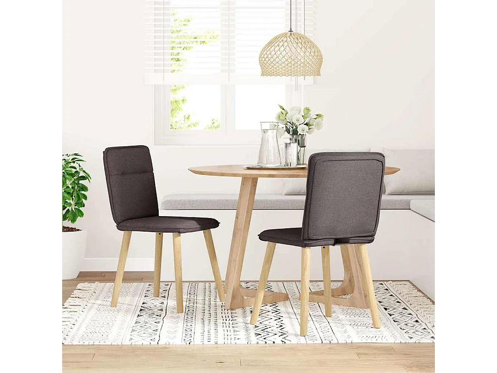 Cadeiras de jantar 2 peças tecido castanho-escuro