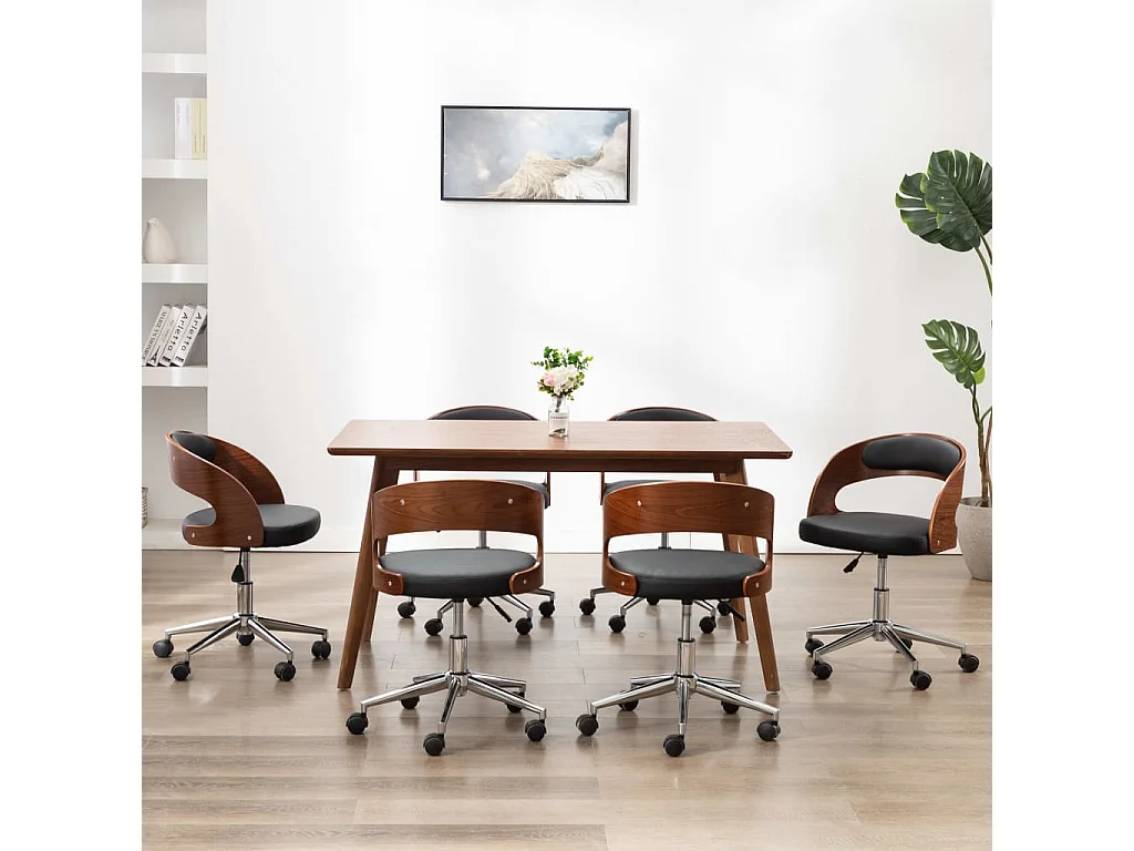 Chaises pivotantes à manger lot de 6 bois courbé et similicuir