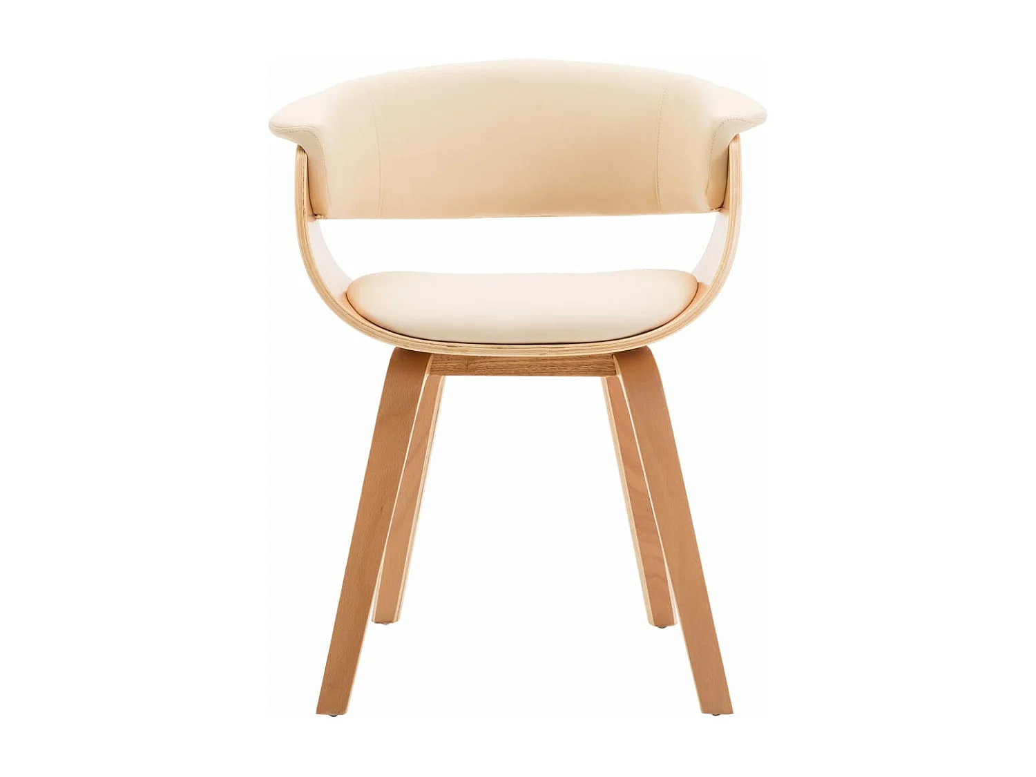 Eetkamerstoelen 6 st gebogen hout en kunstleer crème