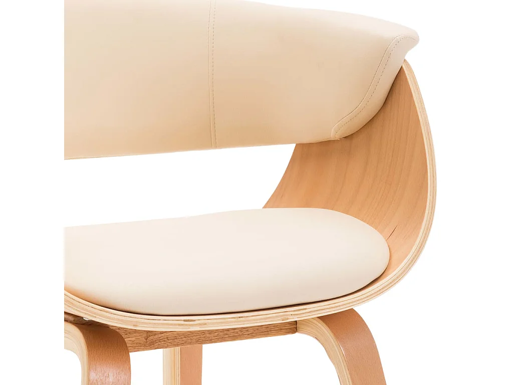 Eetkamerstoelen 6 st gebogen hout en kunstleer crème