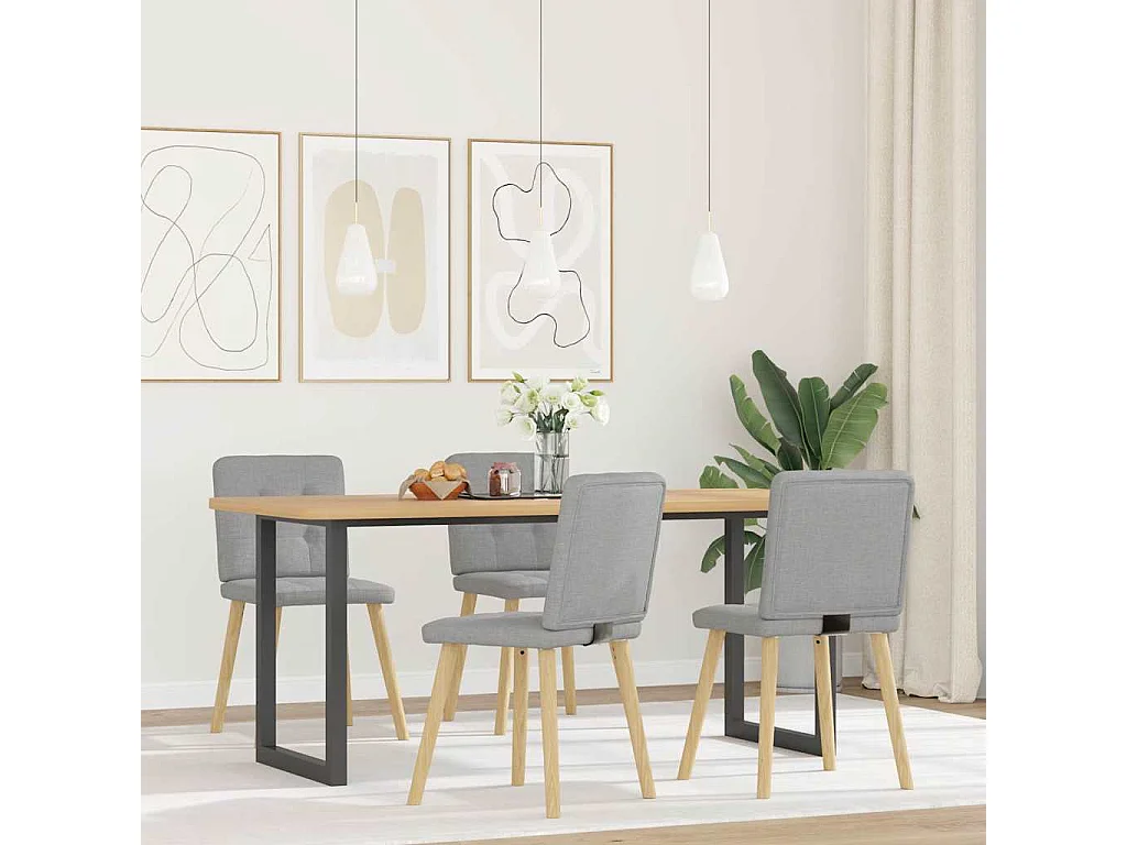 Eetkamerstoelen 4 stukkenstof wolk grijs