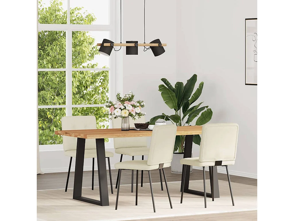 Cadeiras de jantar 4 peças veludo cor creme