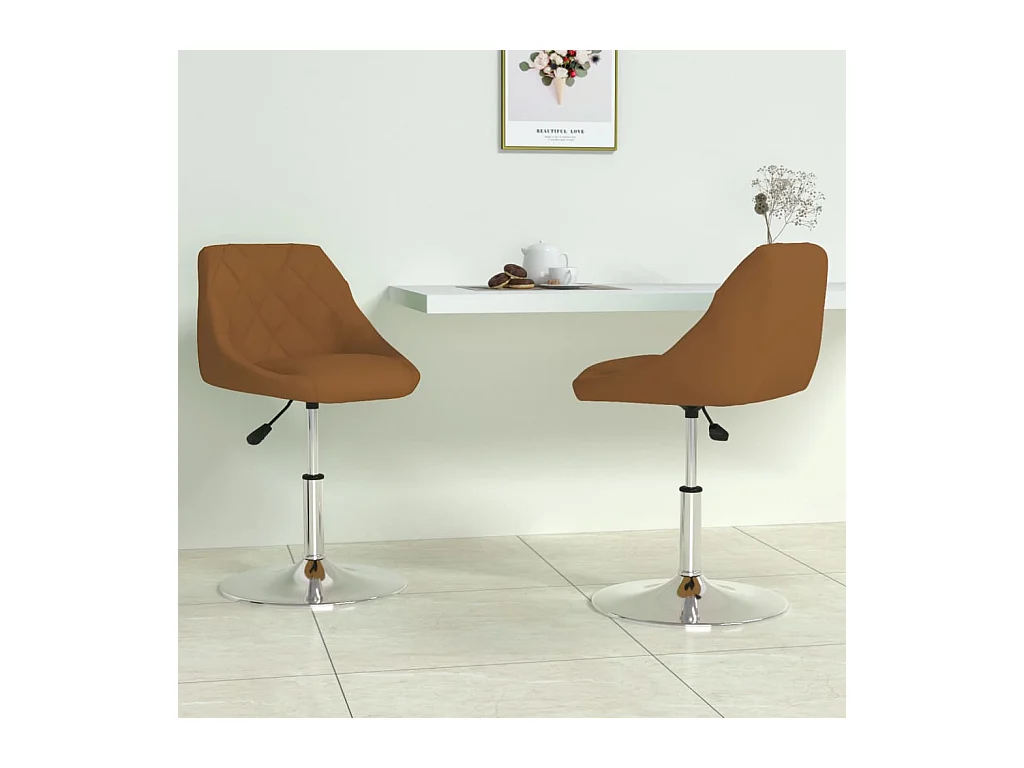 Chaises pivotantes à manger lot de 2 Marron Velours