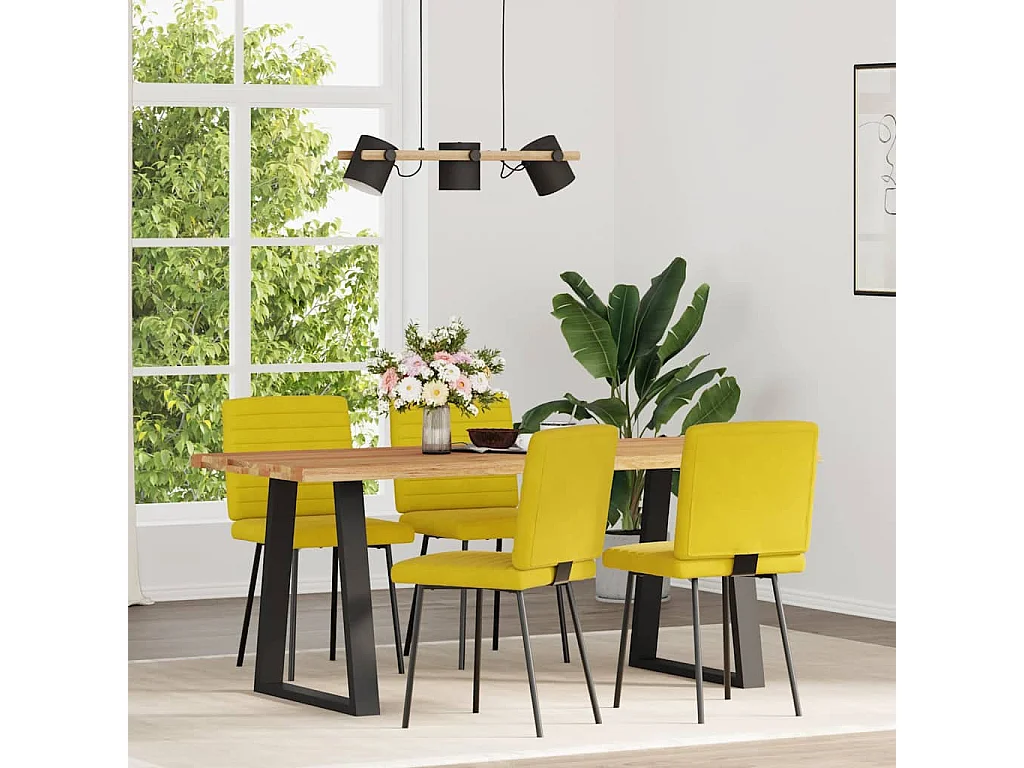 Eetkamerstoelen 4 stukkenfluweel geel