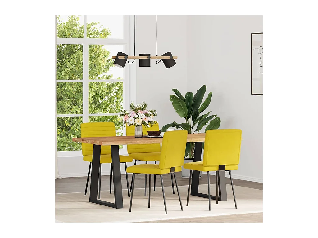 Chaises à manger lot de 4 jaune velours