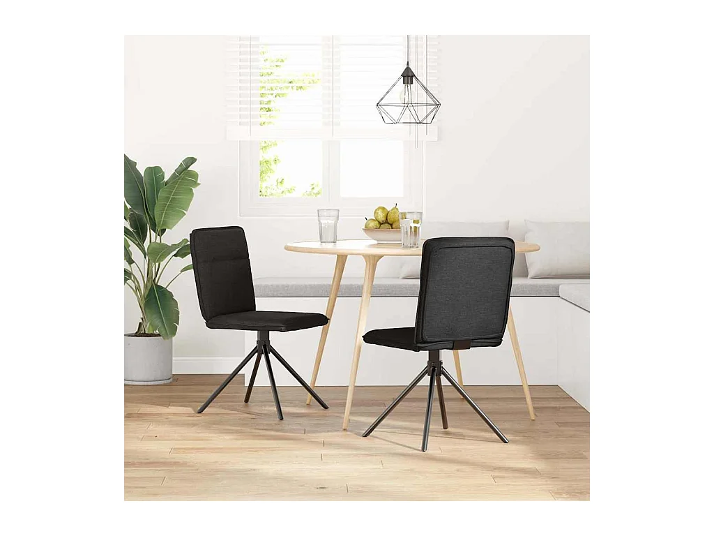 Chaises à manger lot de 2 noir tissu
