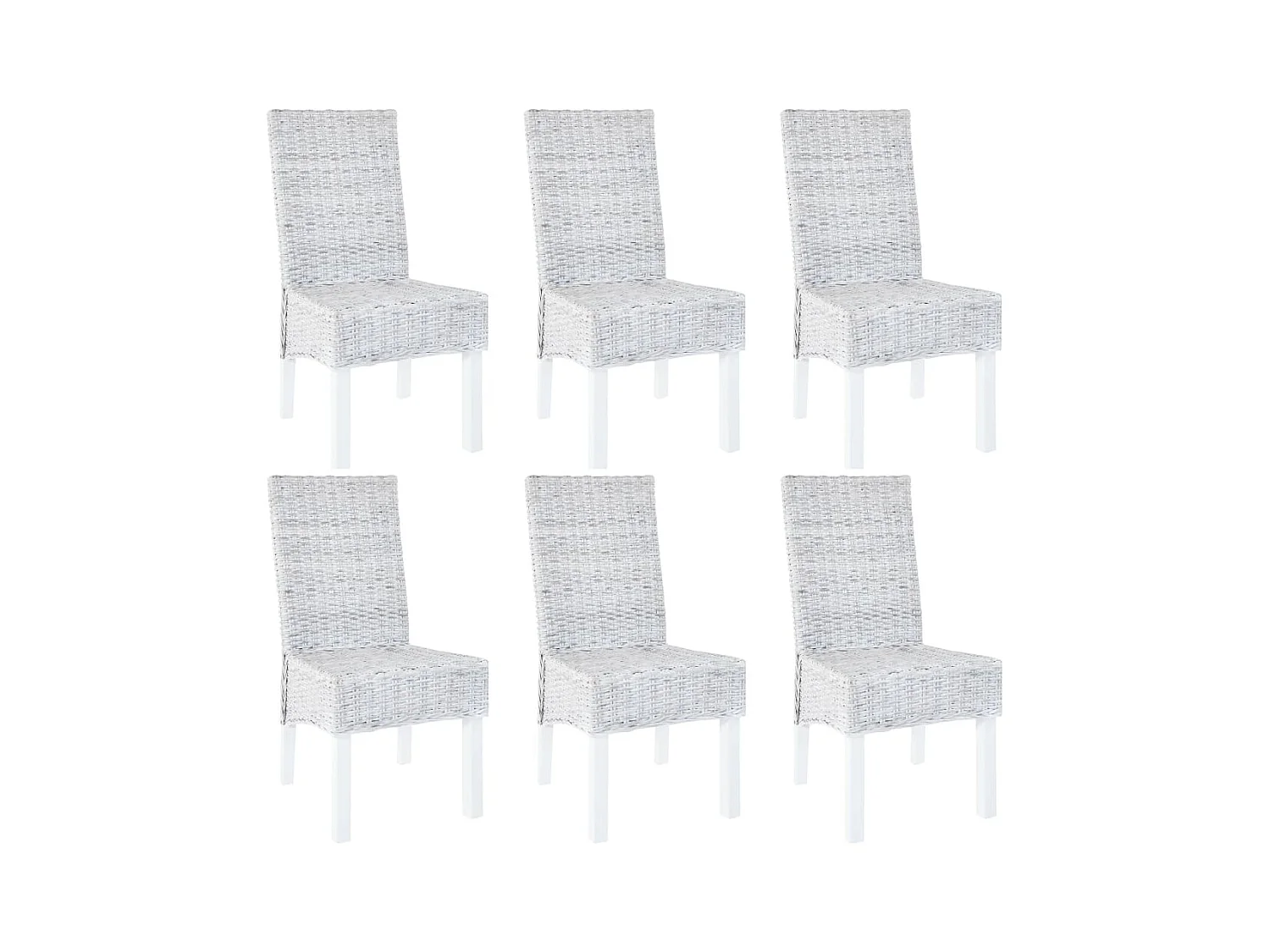 Sillas de comedor 6 unidades ratán Kubu y madera mango marrón