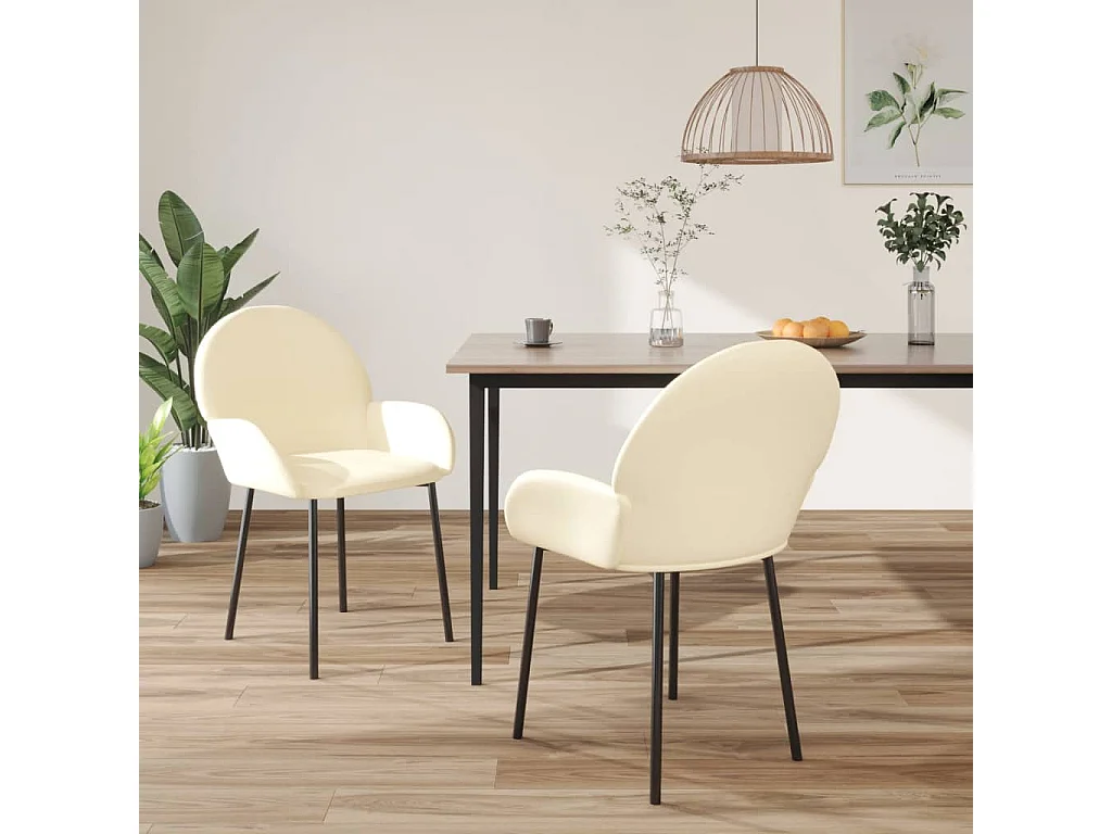 Chaises à manger lot de 2 crème similicuir