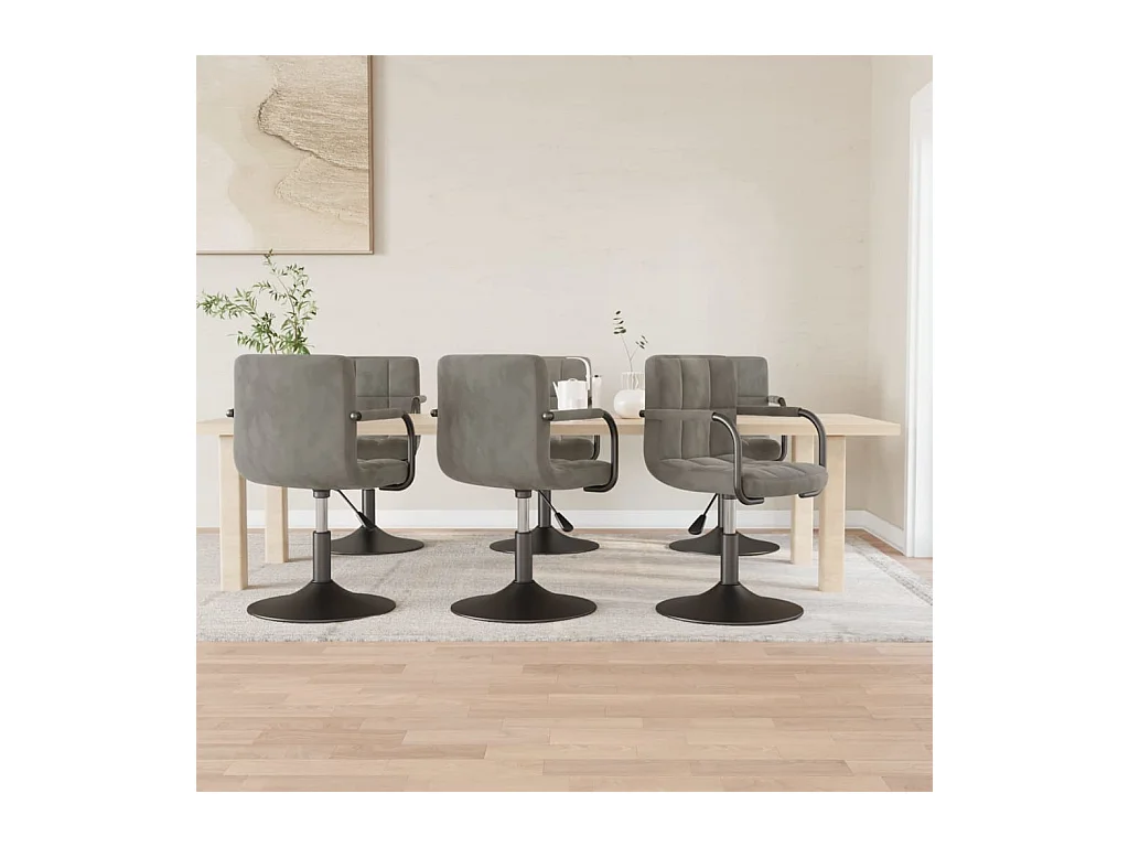 Chaises pivotantes à manger lot de 6 gris clair velours