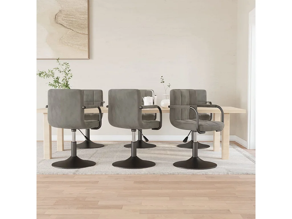 Chaises pivotantes à manger lot de 6 gris clair velours