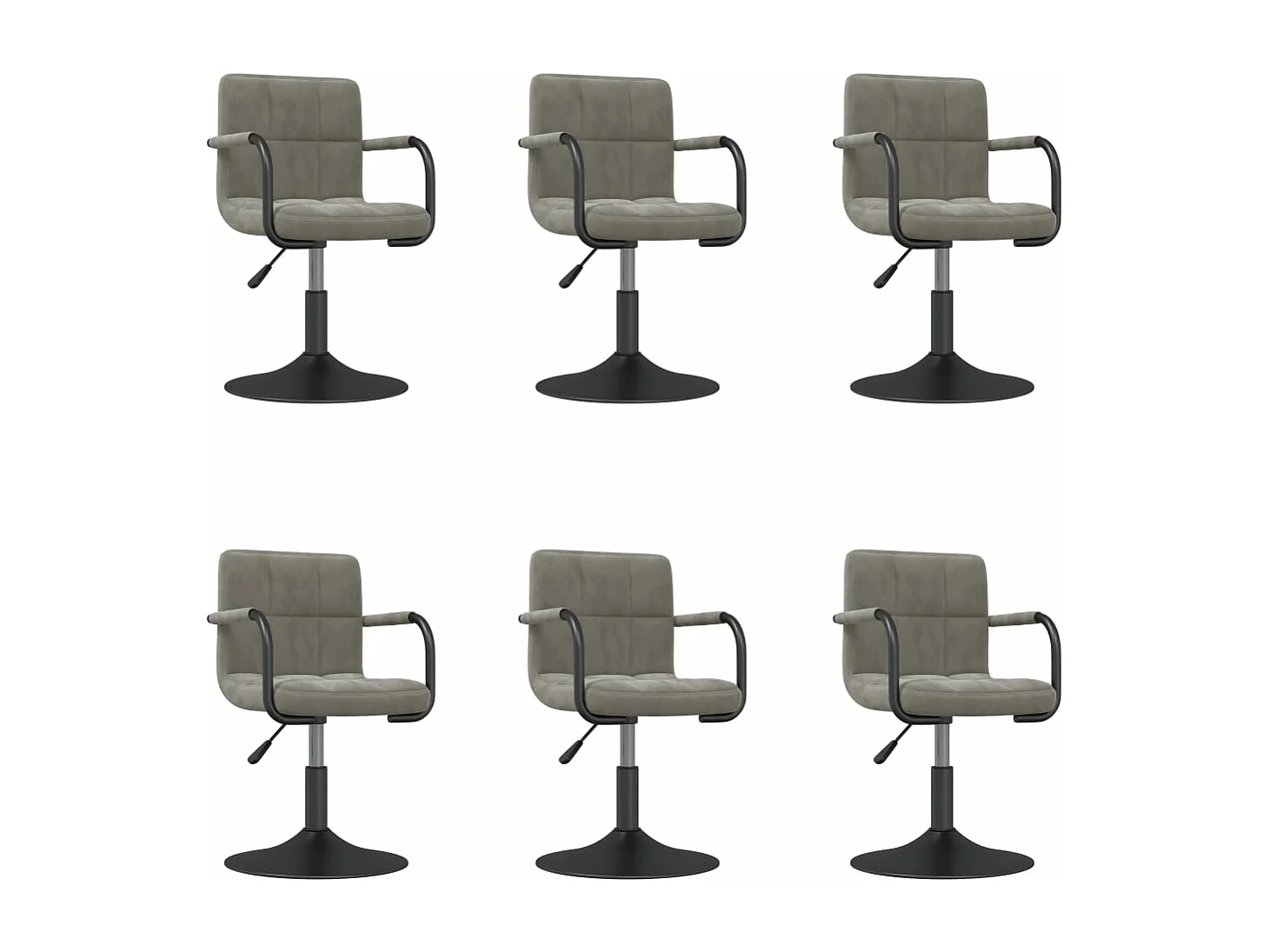 Chaises pivotantes à manger lot de 6 gris clair velours