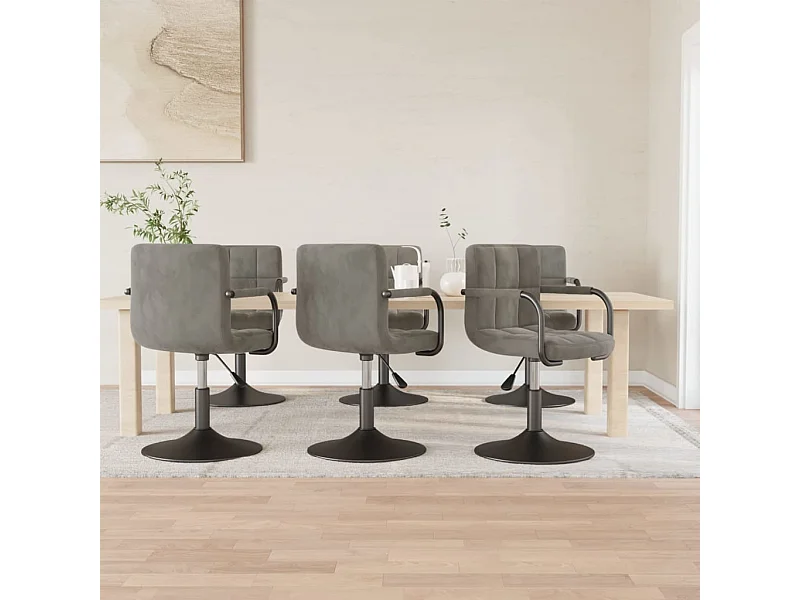 Chaises pivotantes à manger lot de 6 gris clair velours